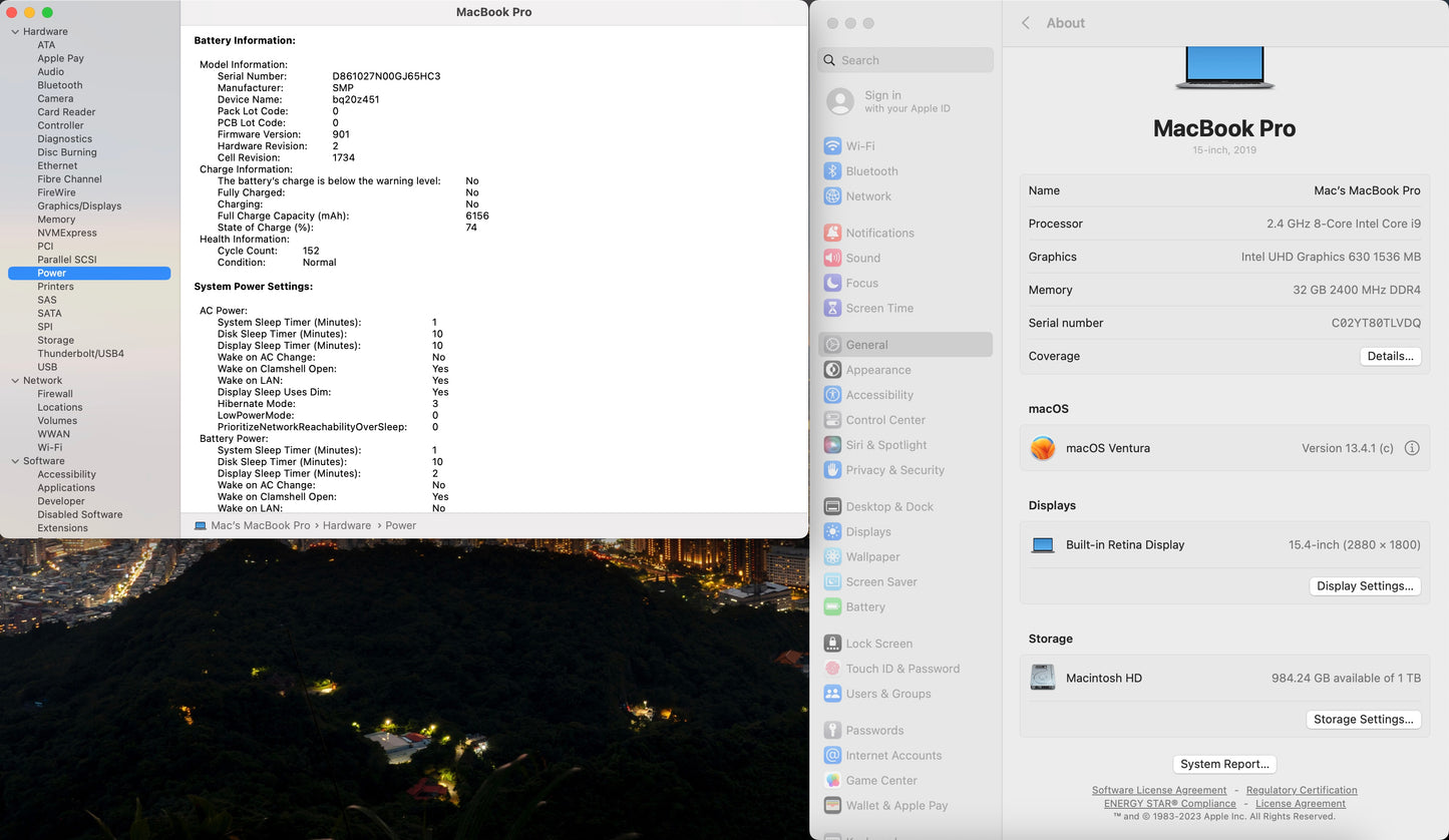 Apple 2019 MacBook Pro 15 in 2.4GHz i9 32GB RAM 1TB SSD RP555X 4GB - Very Good