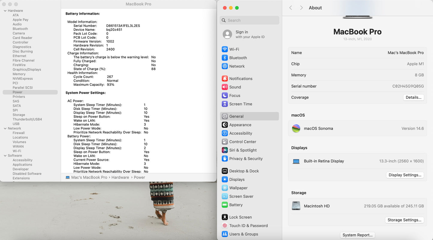 Apple 2020 MacBook pro 13" M1 (8-Core GPU) 8GB RAM 256GB SSD - Very good