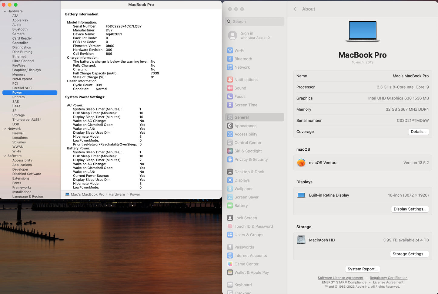 Apple 2019 MacBook Pro 16 in 2.3GHz i9 32GB RAM 4TB SSD RP5500M 4GB - Good