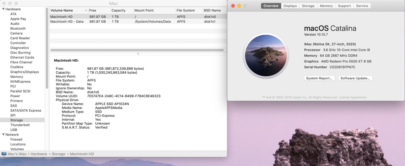 Apple 2020 iMac 27" 3.6GHz 10-Core i9 64GB RAM 1TB SSD RP5500XT 8GB - Excellent