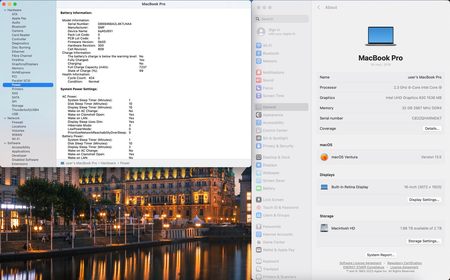 Apple 2019 MacBook Pro 16 in 2.3GHz i9 32GB RAM 2TB SSD RP5500M 4GB - Very Good