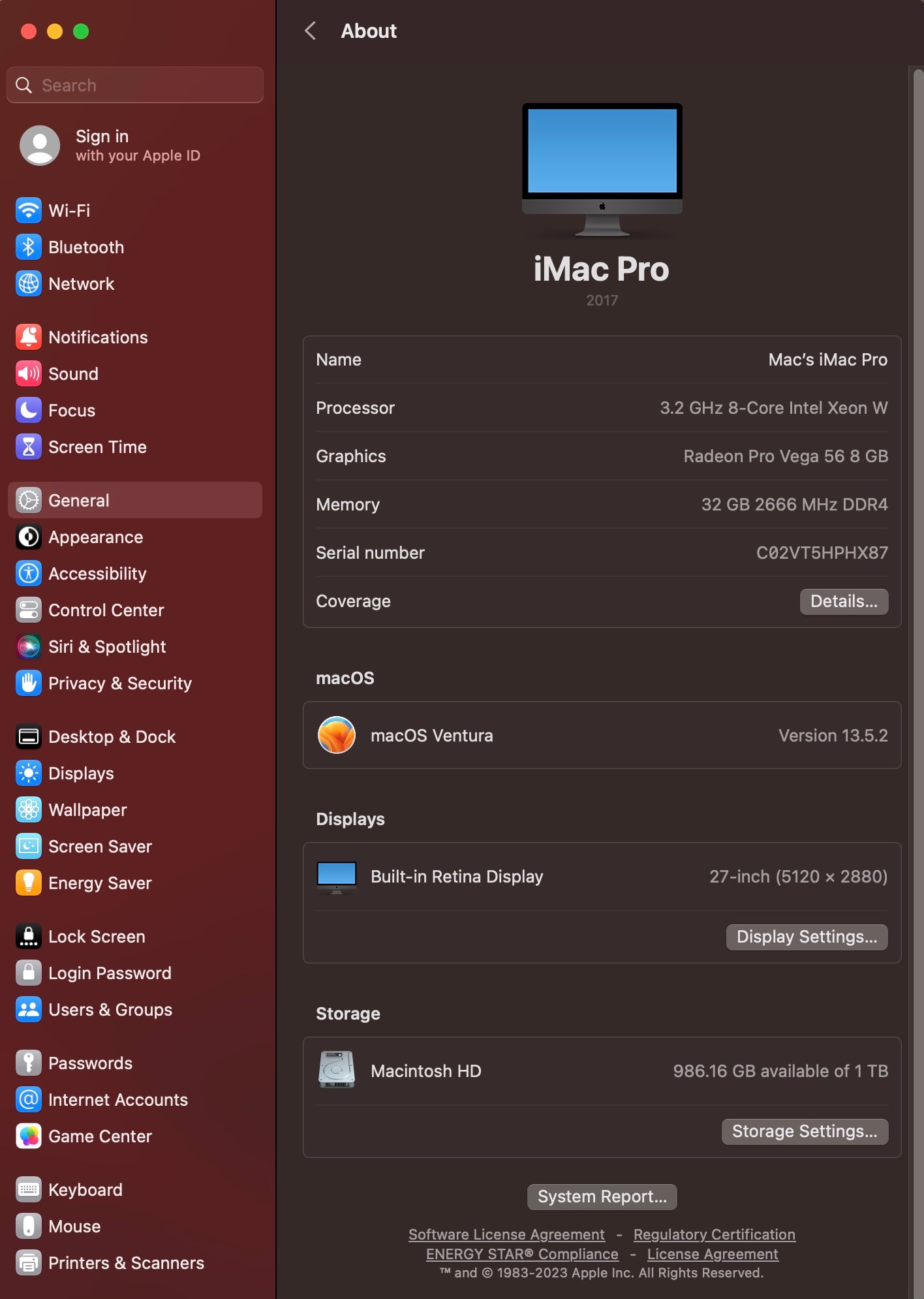 Apple 2017 iMac Pro 3.2GHz 8-Core Xeon 32GB RAM 1TB SSD Vega 56 8GB - Excellent