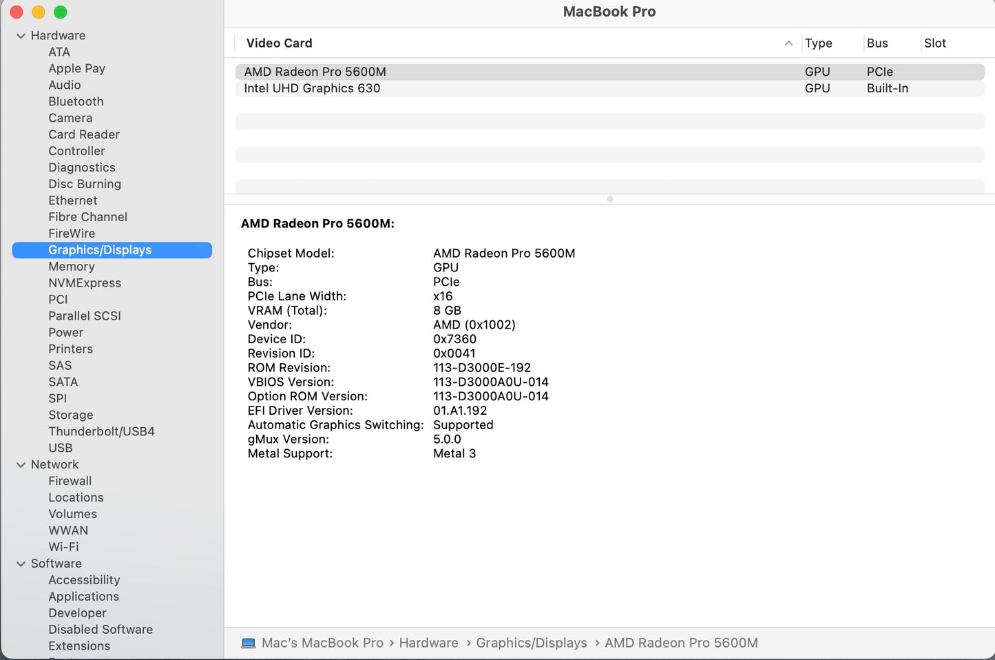 Apple 2019 MacBook Pro 16" 2.4GHz 8-Core i9 64GB RAM 2TB SSD RP5600M 8GB - Good