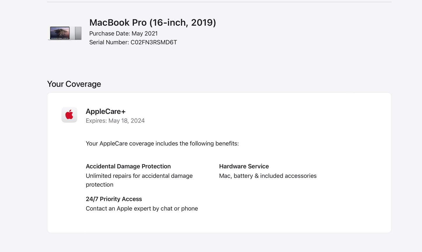 Apple 2019 MacBook Pro 16" 2.4GHz i9 32GB RAM 1TB SSD RP5500M 8GB AC+ Very Good