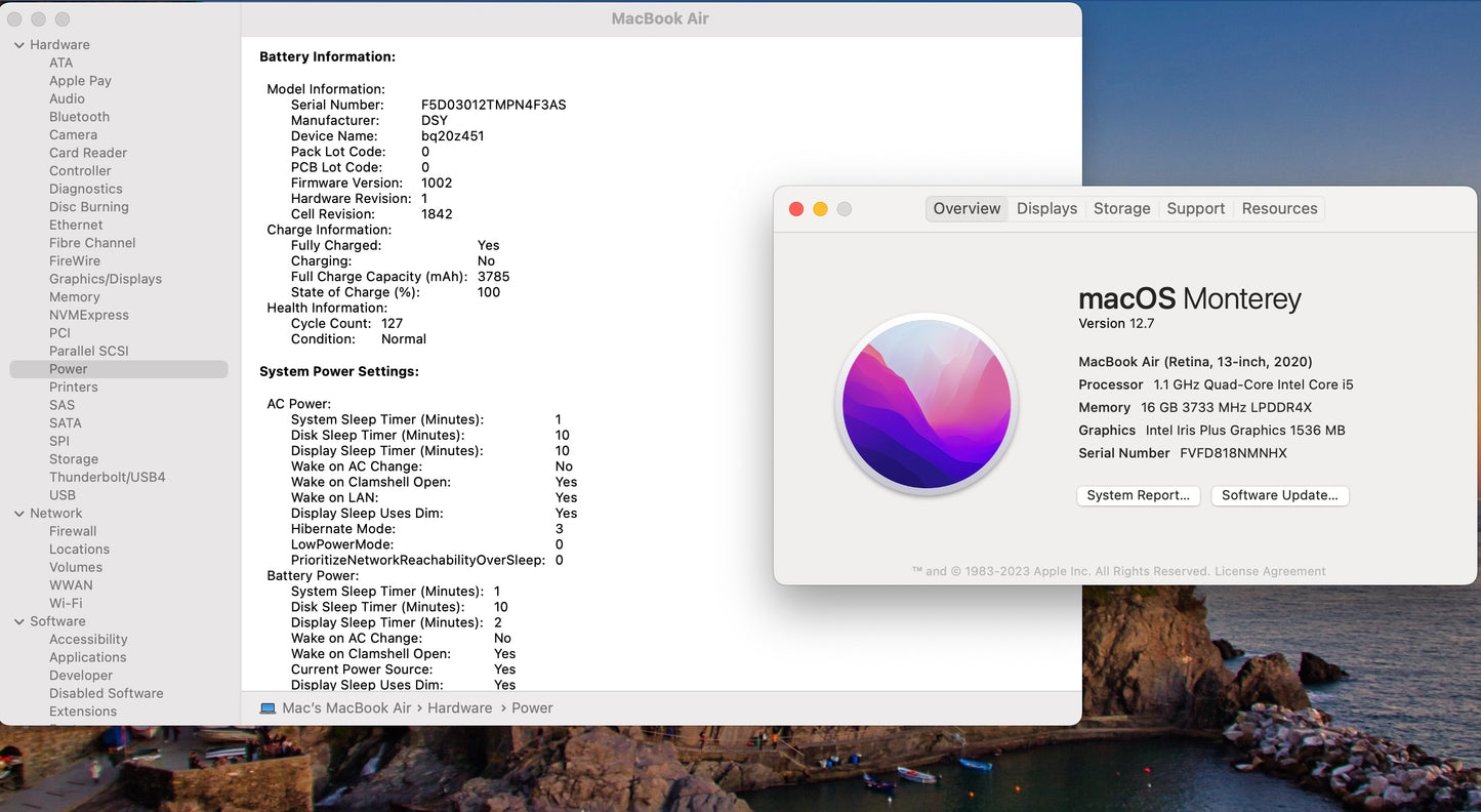 Apple 2020 MacBook Air 13 in 1.1GHz i5 16GB RAM 256GB SSD IIPG1536 - Very Good