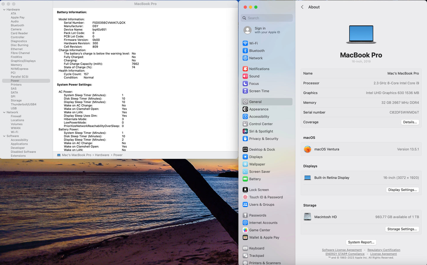 Apple 2019 MacBook Pro 16 in 2.3GHz i9 32GB RAM 1TB SSD RP5500M 4GB - Good