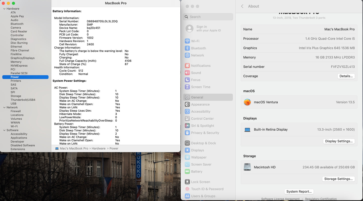 Apple 2019 MacBook Pro 13 in 1.4GHz i5 16GB RAM 256GB SSD IIPG645 - Good