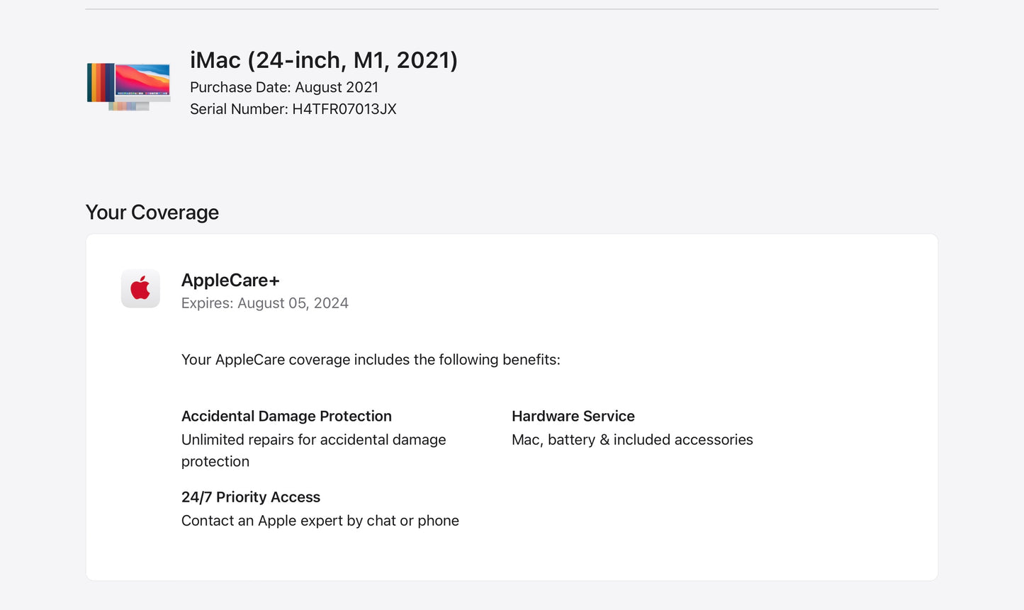 Apple 2021 iMac 24 in M1 3.2GHz (8-Core GPU) 16GB RAM 1TB SSD AC+ - Excellent