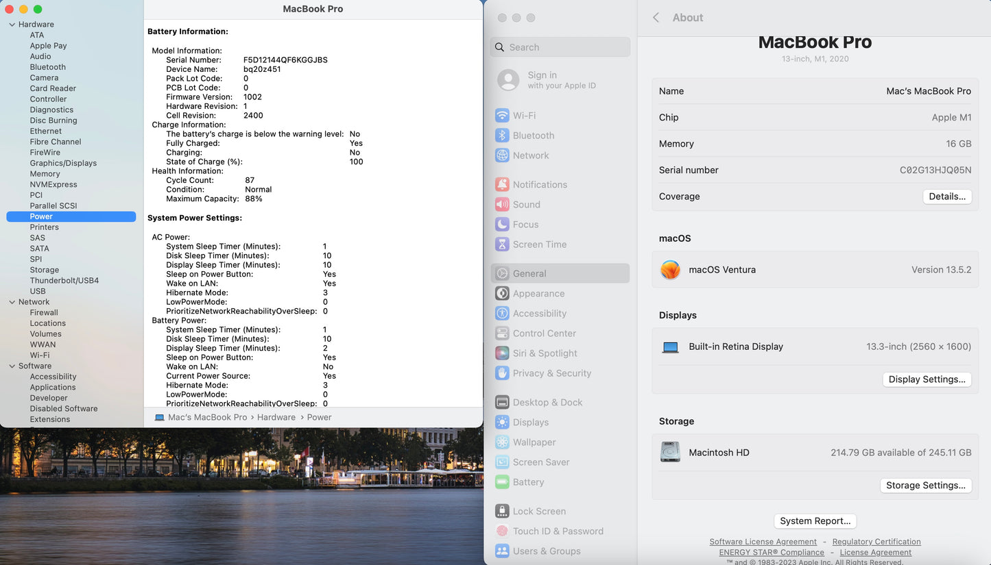 Apple 2020 MacBook Pro 13in M1 3.2GHz (8-Core GPU) 16GB RAM 256GB SSD Excellent