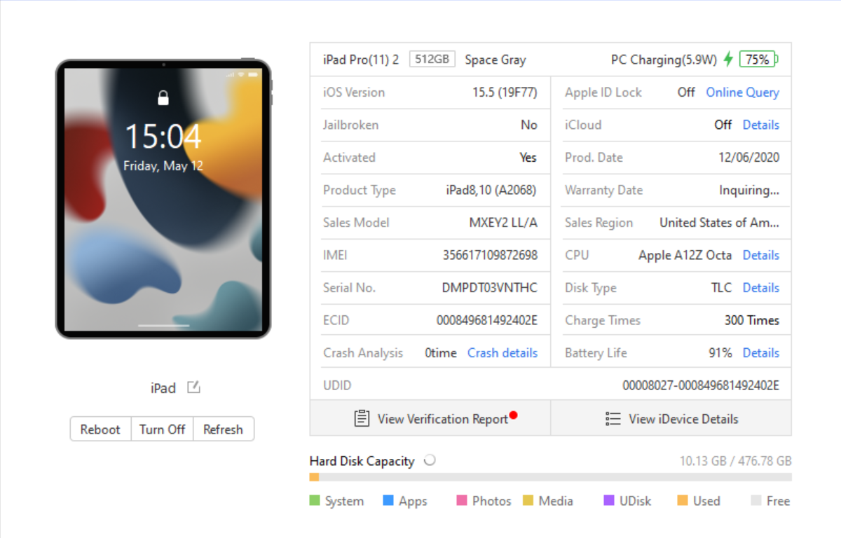 Apple 2020 iPad Pro (2nd generation) (11-inch) 512GB Wifi + Cellular - Very Good