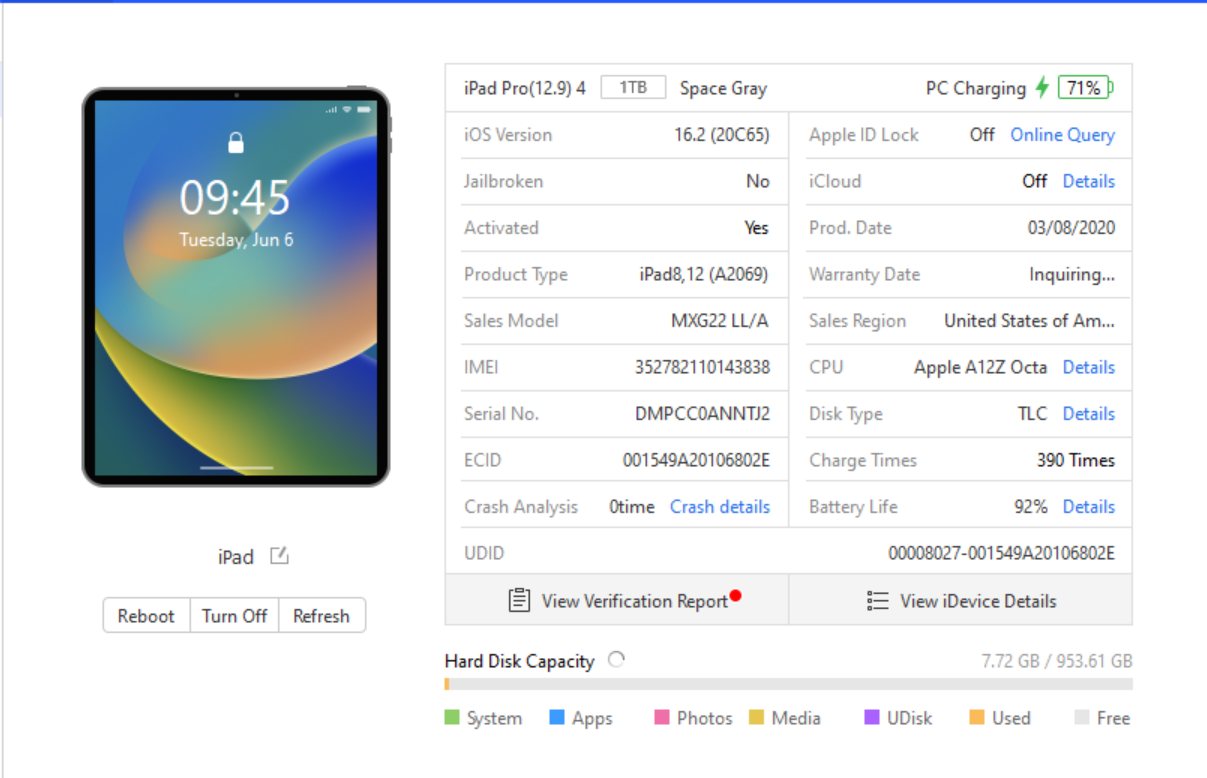 Apple 2020 iPad Pro (4th generation) (12.9-inch) 1TB Wifi + Cell - Very Good