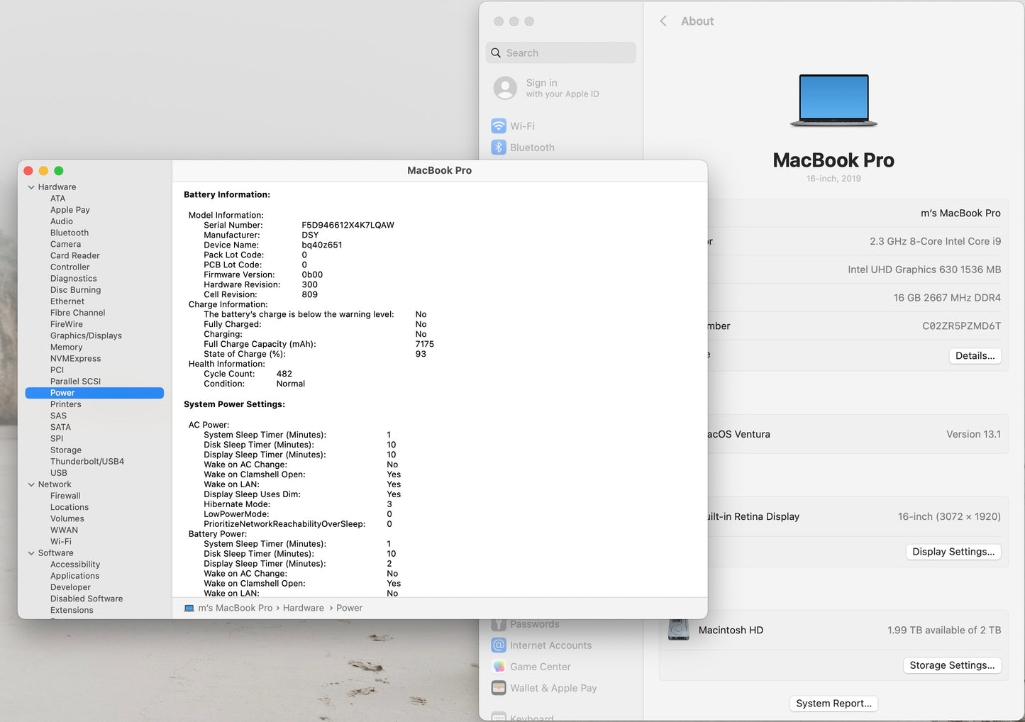 Apple 2019 16 in MacBook Pro TB 2.3GHz 8-Core i9 16GB RAM 2TB SSD RP5500M 8GB