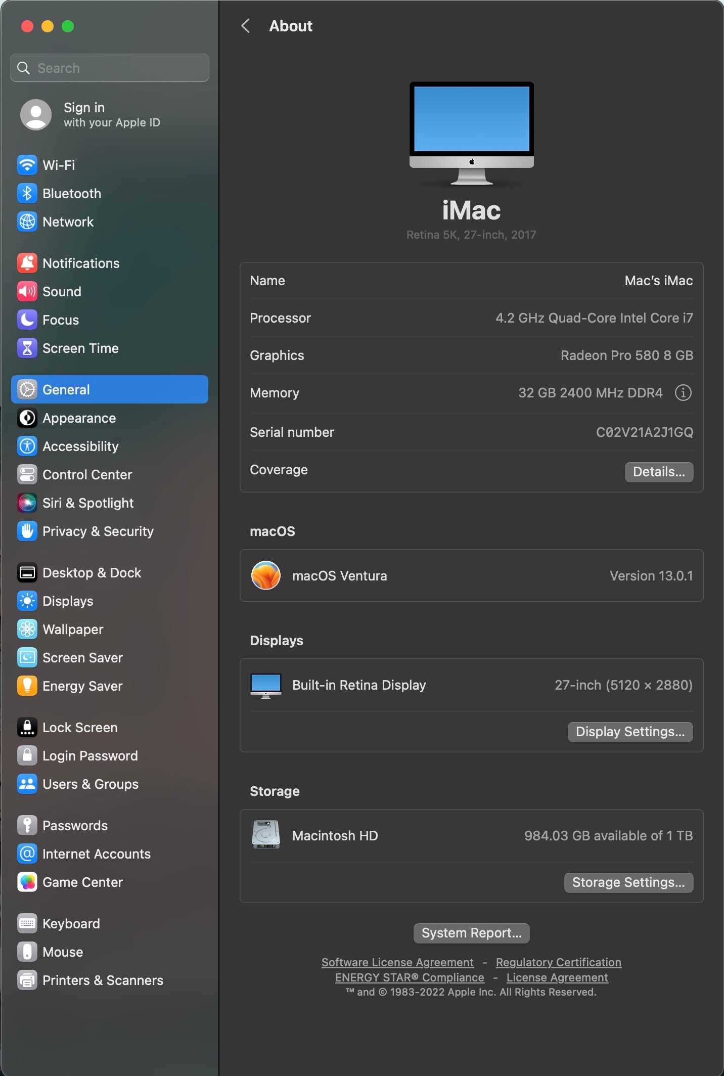 Apple 2017 iMac 27 in 5K Retina 4.2GHz Quad-Core i7 32GB RAM 1TB SSD RP580 8GB