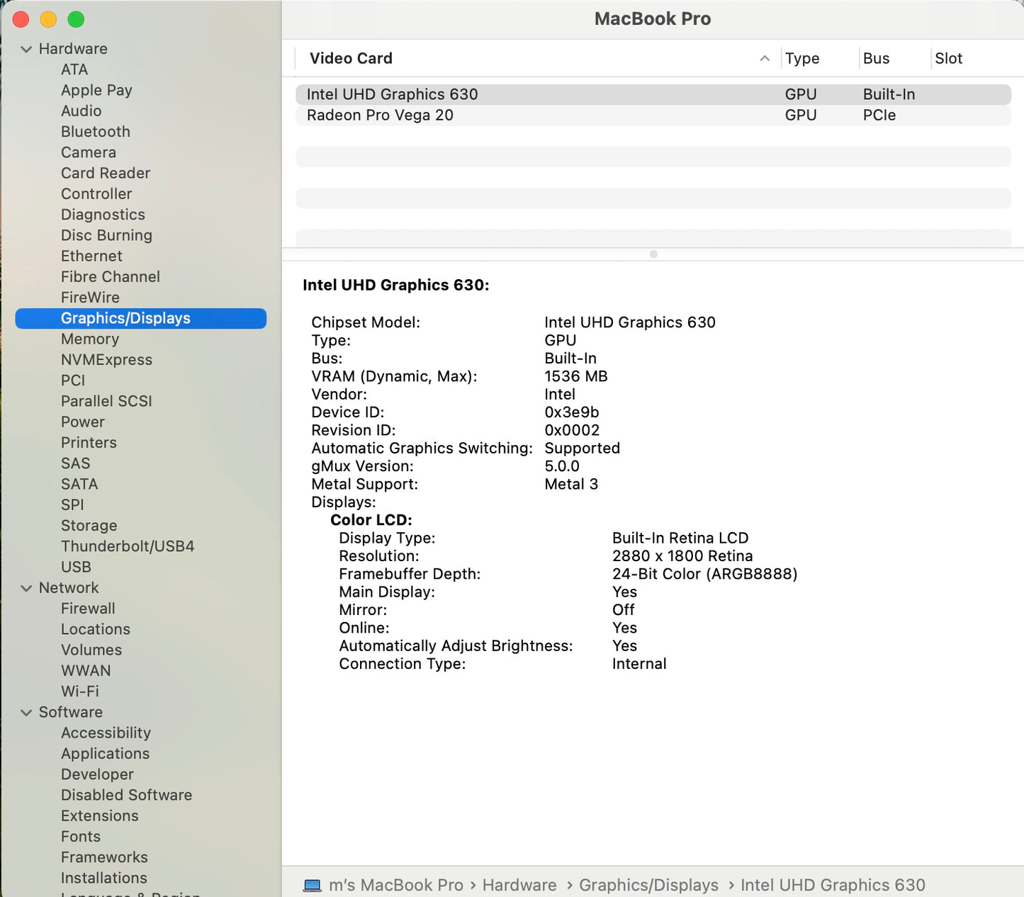 Apple 2019 15 in MacBook Pro TB 2.4GHz 8-Core i9 32GB RAM 4TB SSD Vega 20 4GB