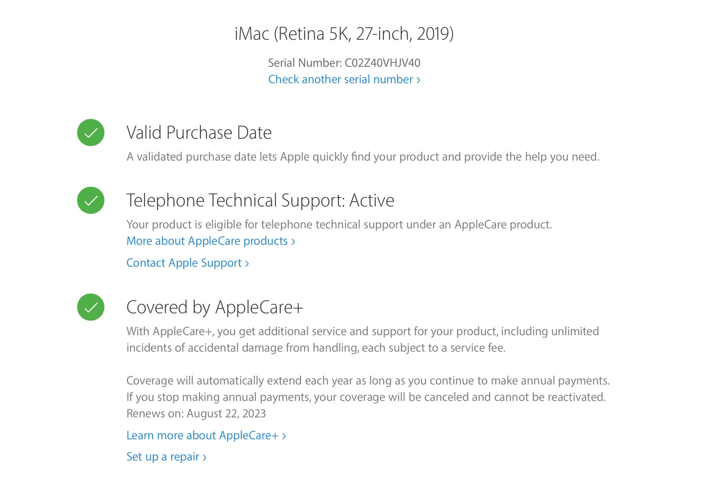 Apple 2019 iMac 27 in 5K Retina 3.6GHz 8-Core i9 64GB RAM 1TB SSD RP580X 8GB AC+