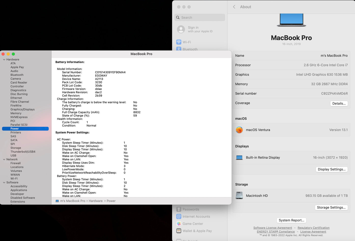Apple 2019 16 in MacBook Pro TB 2.6GHz 6-Core i7 32GB RAM 1TB SSD RP5300M 4GB