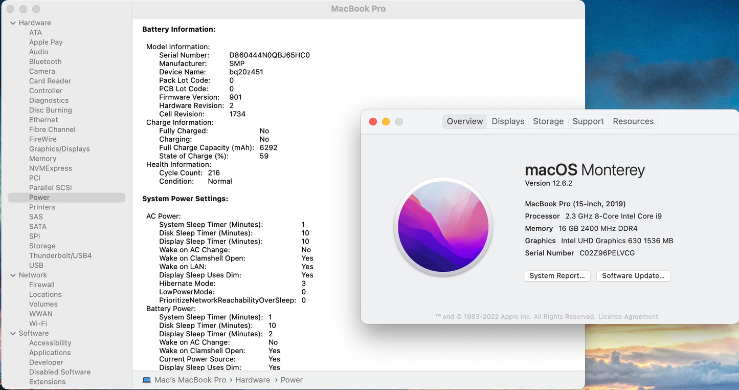Apple 2019 15 in MacBook Pro TB 2.3GHz 8-Core i9 16GB RAM 512GB SSD RP560X 4GB