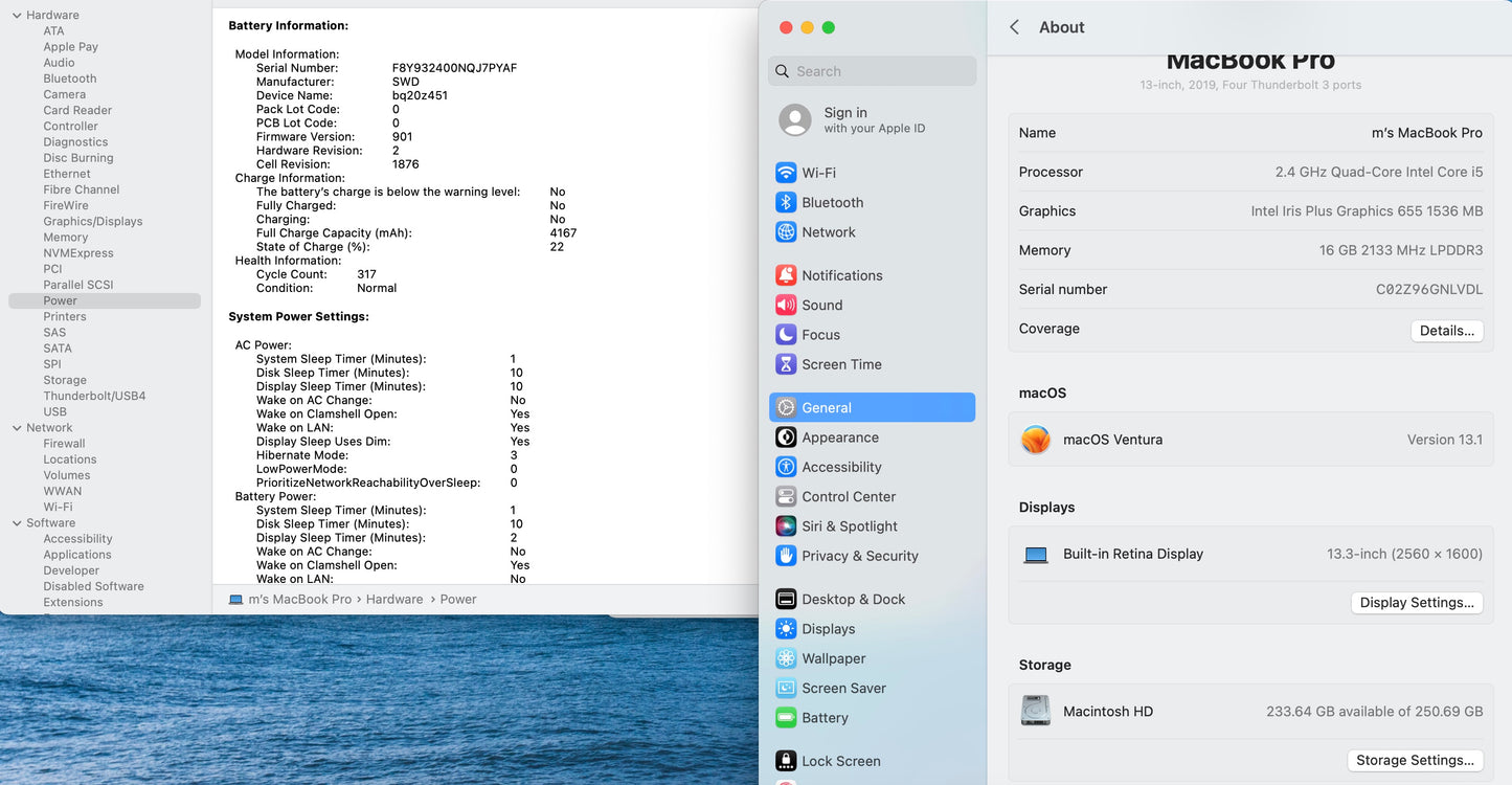 Apple 2019 13 in MacBook Pro TB 2.4GHz Quad-Core i5 16GB RAM 256GB SSD IIPG655