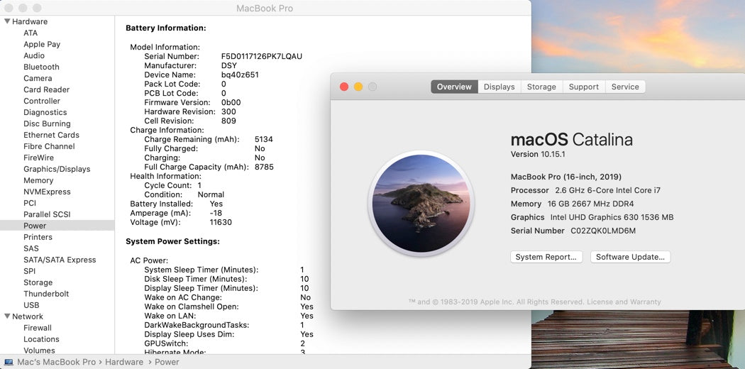 Apple 2019 16 in MacBook Pro TB 2.6GHz 6-Core i7 16GB RAM 512GB SSD RP5300M 4GB