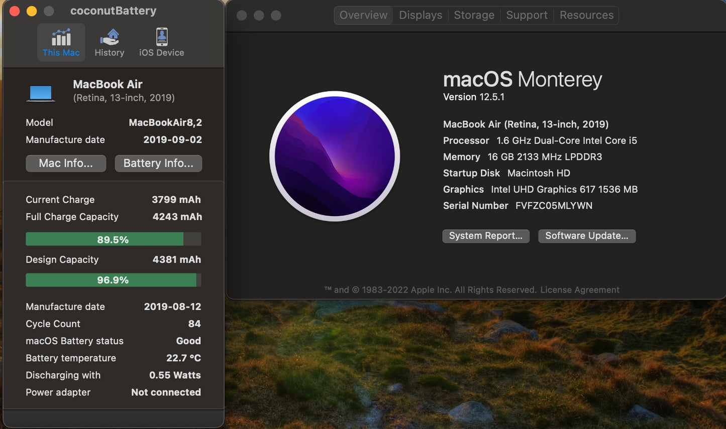 Apple 2019 13 in MacBook Air 1.6GHz Dual-Core i5 16GB RAM 128GB SSD IUG617