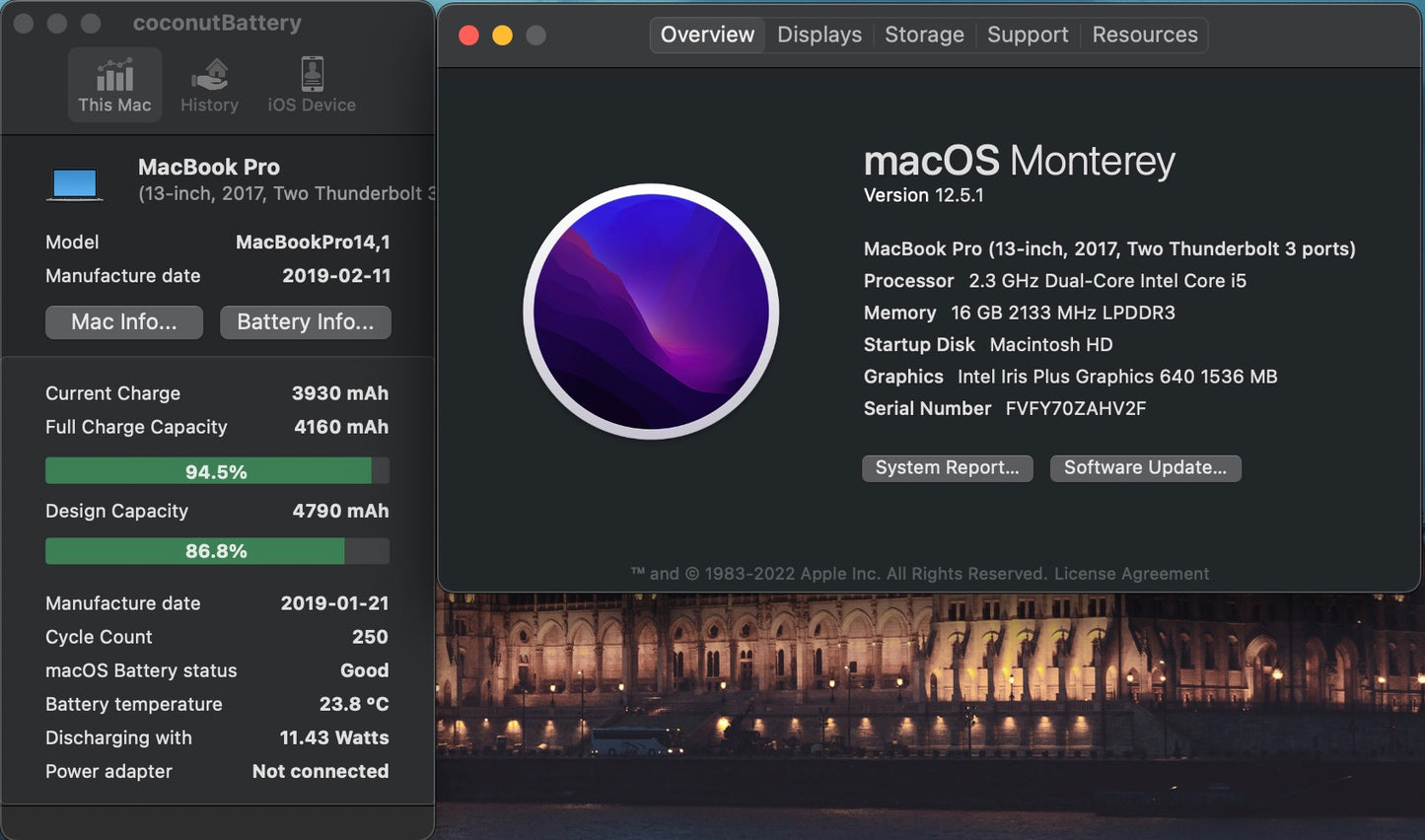 Apple 2017 13 in MacBook Pro Retina 2.3GHz Dual-Core i5 16GB 128GB SSD Grade (B)