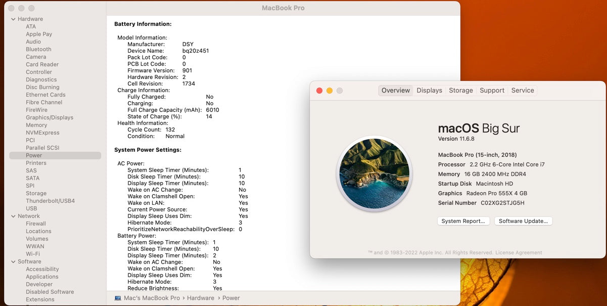 Apple 2018 15 in MacBook Pro TB 2.2GHz 6-Core i7 16GB RAM 256GB SSD RP555X 4GB