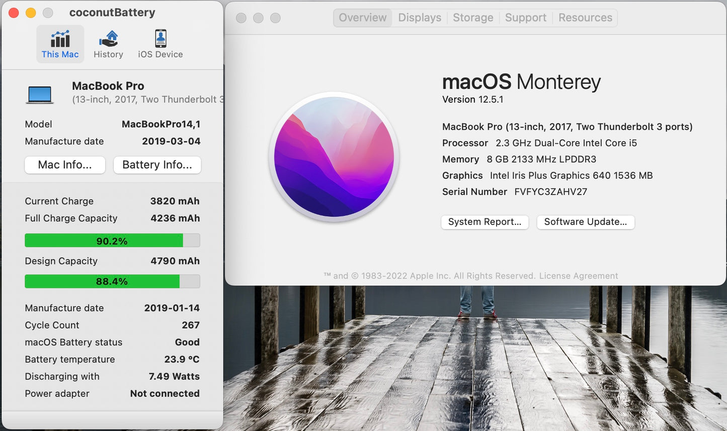 Apple 2017 13 in MacBook Pro Retina 2.3GHz Dual-Core i5 8GB RAM 128GB SSD Silver