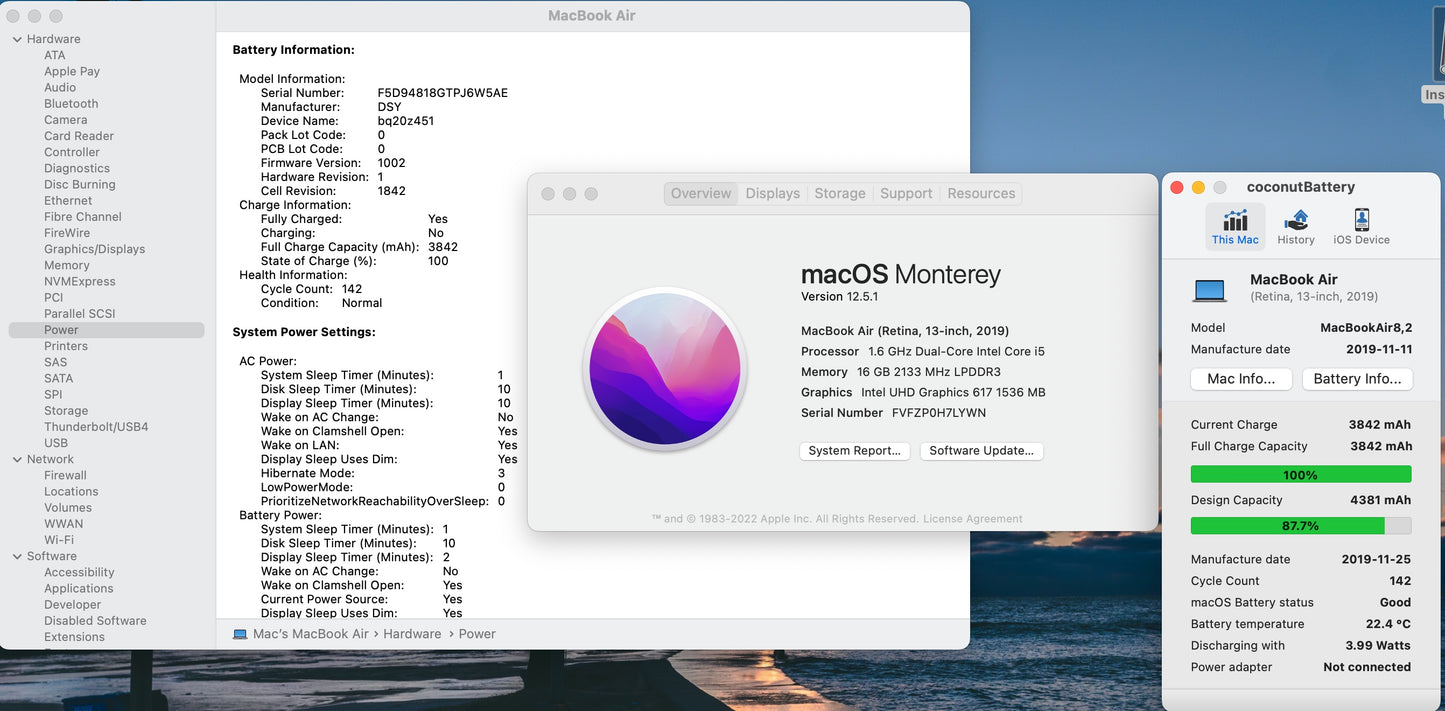 Apple 2019 13 in MacBook Air 1.6GHz Dual-Core i5 16GB RAM 128GB SSD IUG617