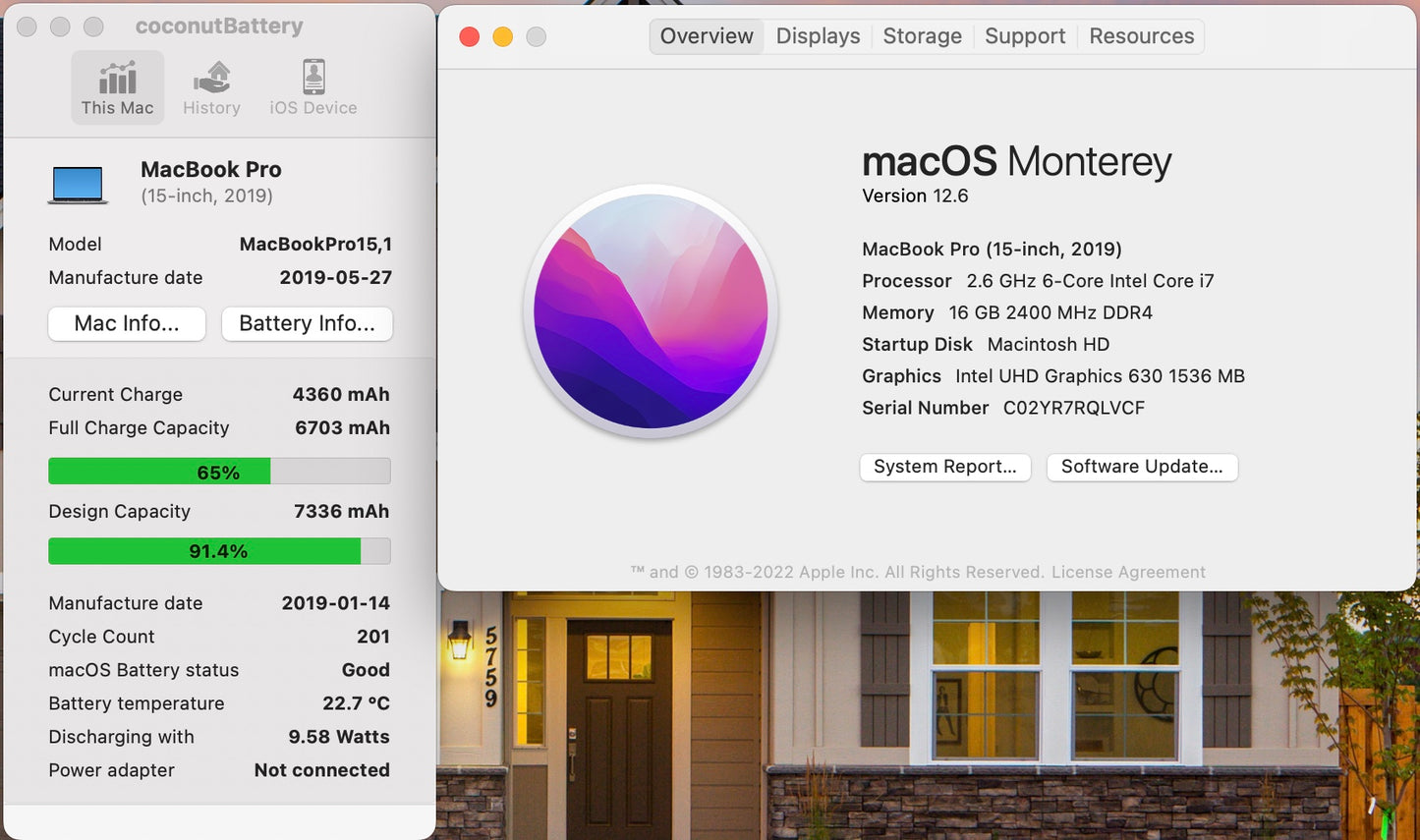 Apple 2019 15 in MacBook Pro TB 2.6GHz 6-Core i7 16GB RAM 256GB SSD RP555X 4GB