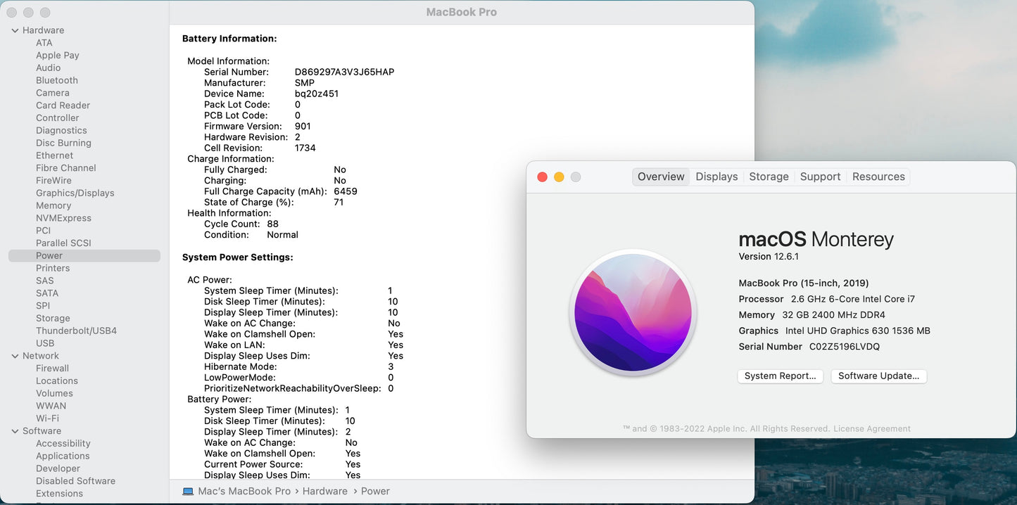 Apple 2019 15 in MacBook Pro TB 2.6GHz 6-Core i7 32GB RAM 256GB SSD RP555X 4GB