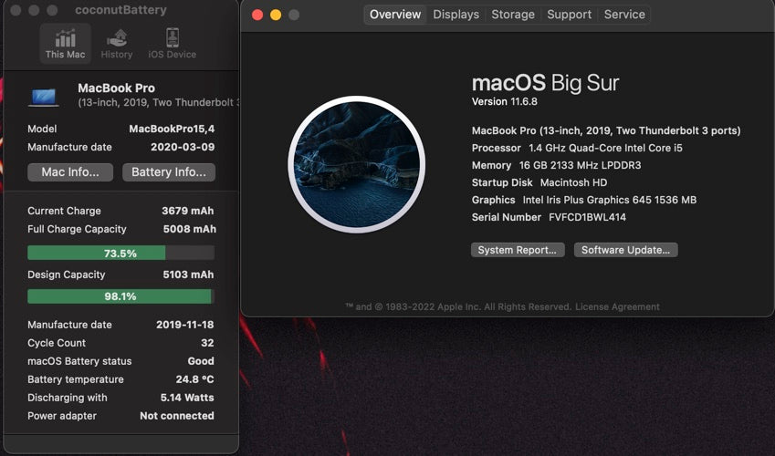 Apple 2019 13 in MacBook Pro TB 1.4GHz Quad-Core i5 16GB RAM 256GB SSD IIPG655