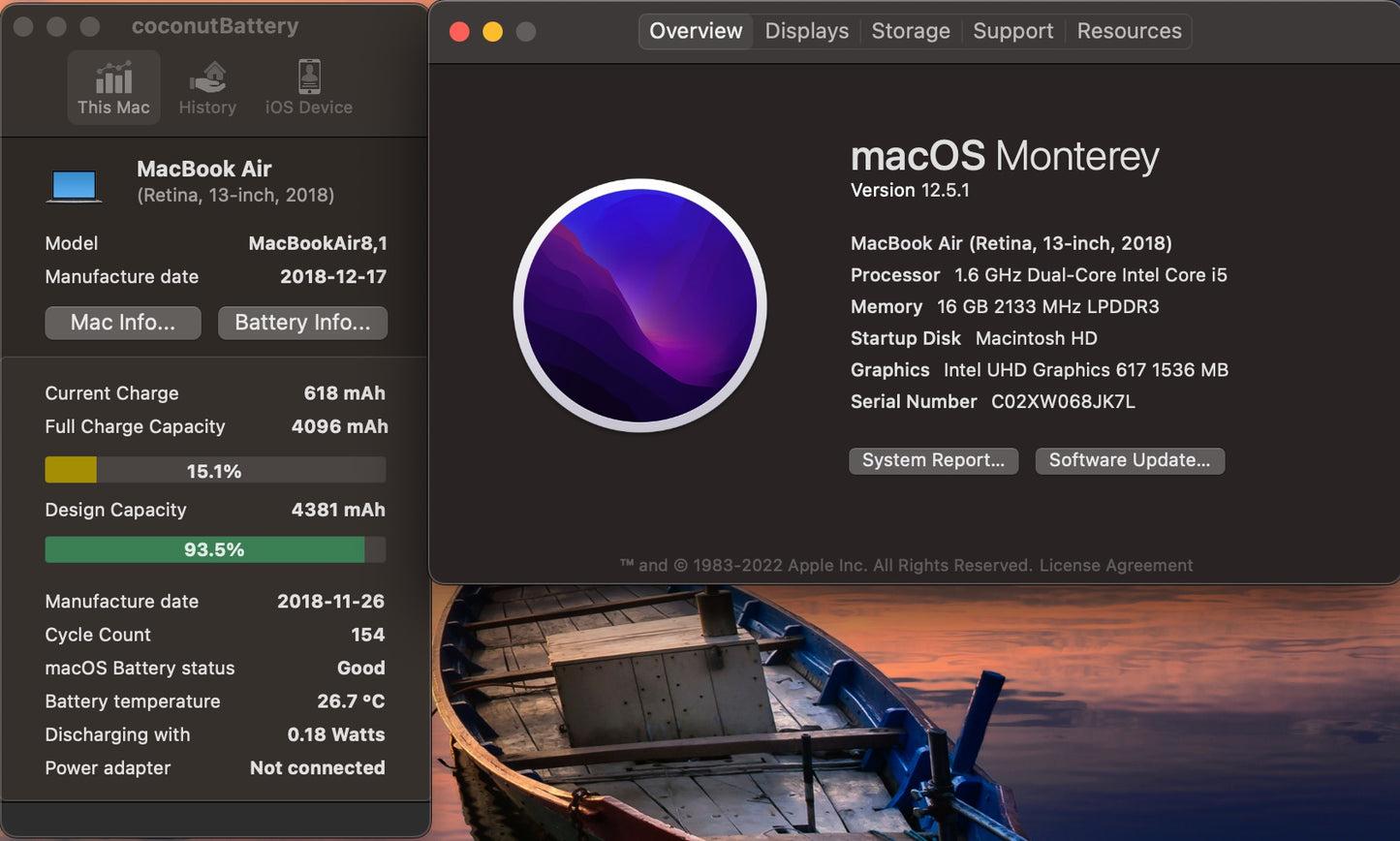 Apple 2018 13 in MacBook Air 1.6GHz Dual-Core i5 16GB RAM 128GB SSD IUG617