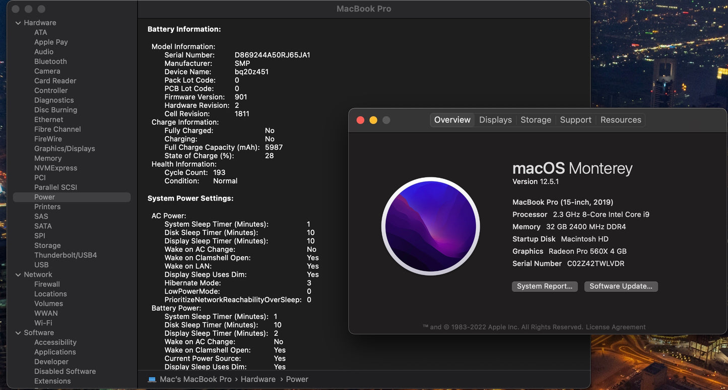 Apple 2019 15 in MacBook Pro TB 2.3GHz 8-Core i9 32GB RAM 512GB SSD RP560X 4GB