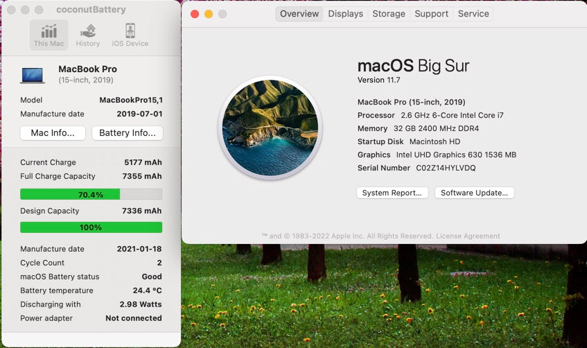 Apple 2019 15 in MacBook Pro TB 2.6GHz 6-Core i7 32GB RAM 256GB SSD RP555X 4GB