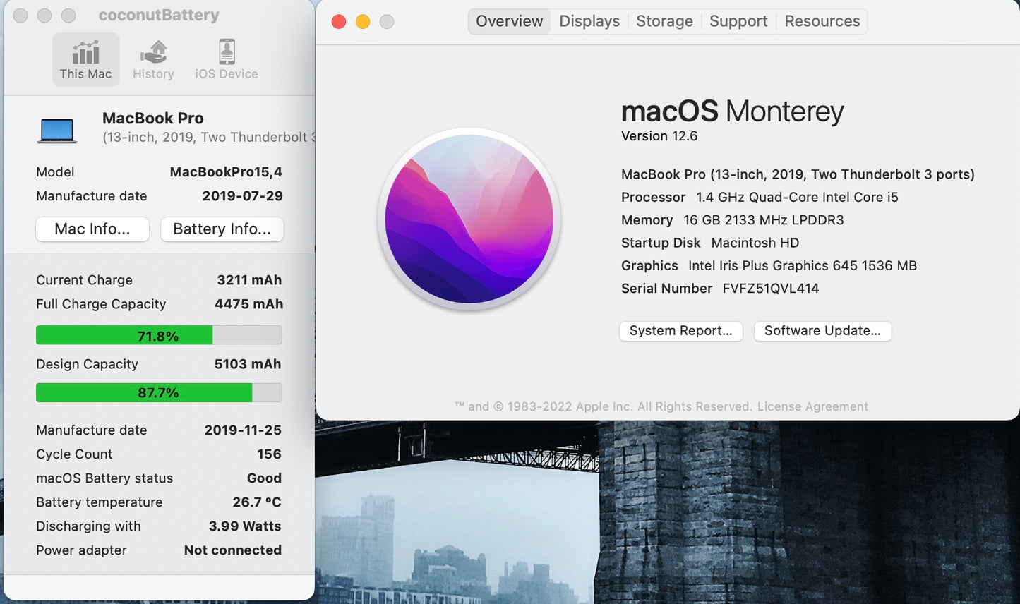 Apple 2019 13 in MacBook Pro TB 1.4GHz Quad-Core i5 16GB RAM 256GB SSD IIPG655