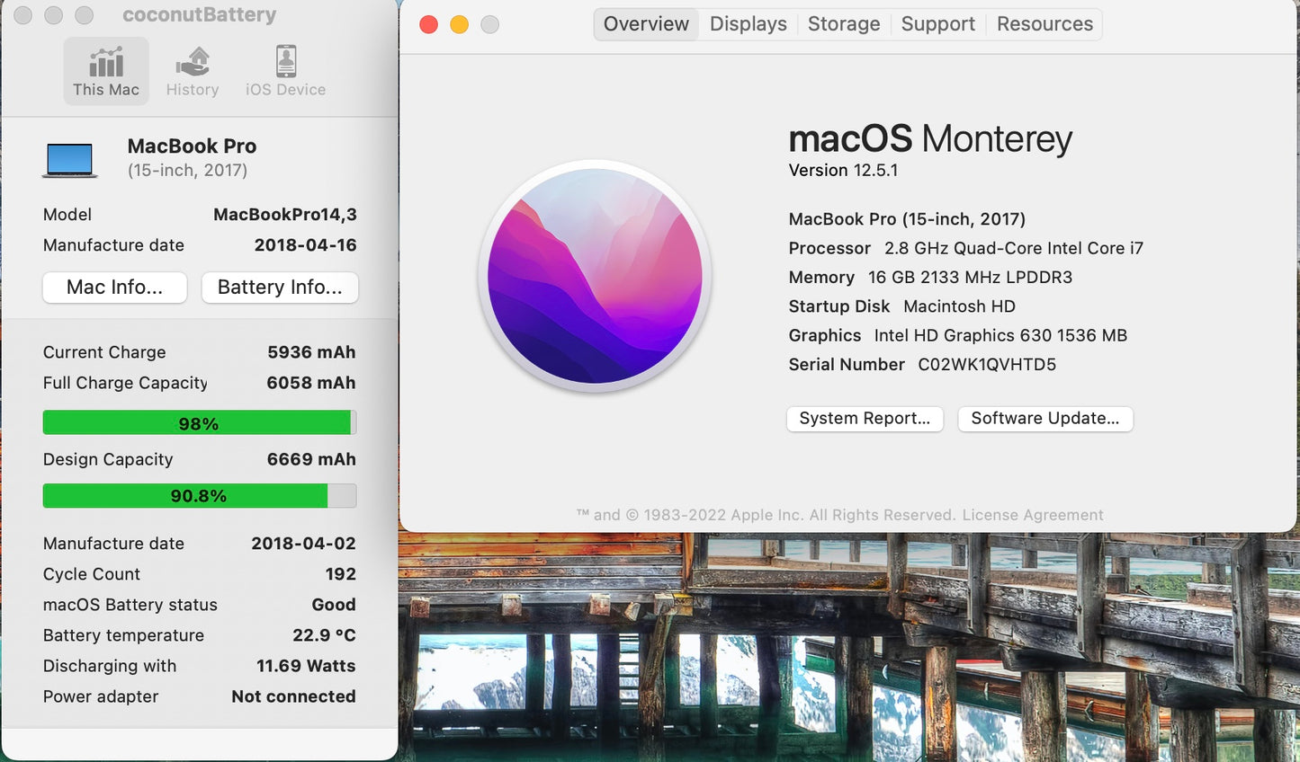 Apple 2017 15 in MacBook Pro TB 2.8GHz Quad-Core i7 16GB RAM 256GB SSD RP555 2GB