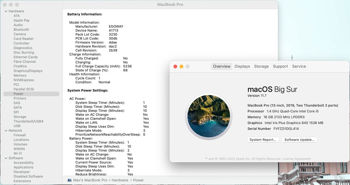 Apple 2019 13 in MacBook Pro TB 1.4GHz Quad-Core i5 16GB RAM 256GB SSD IIPG655