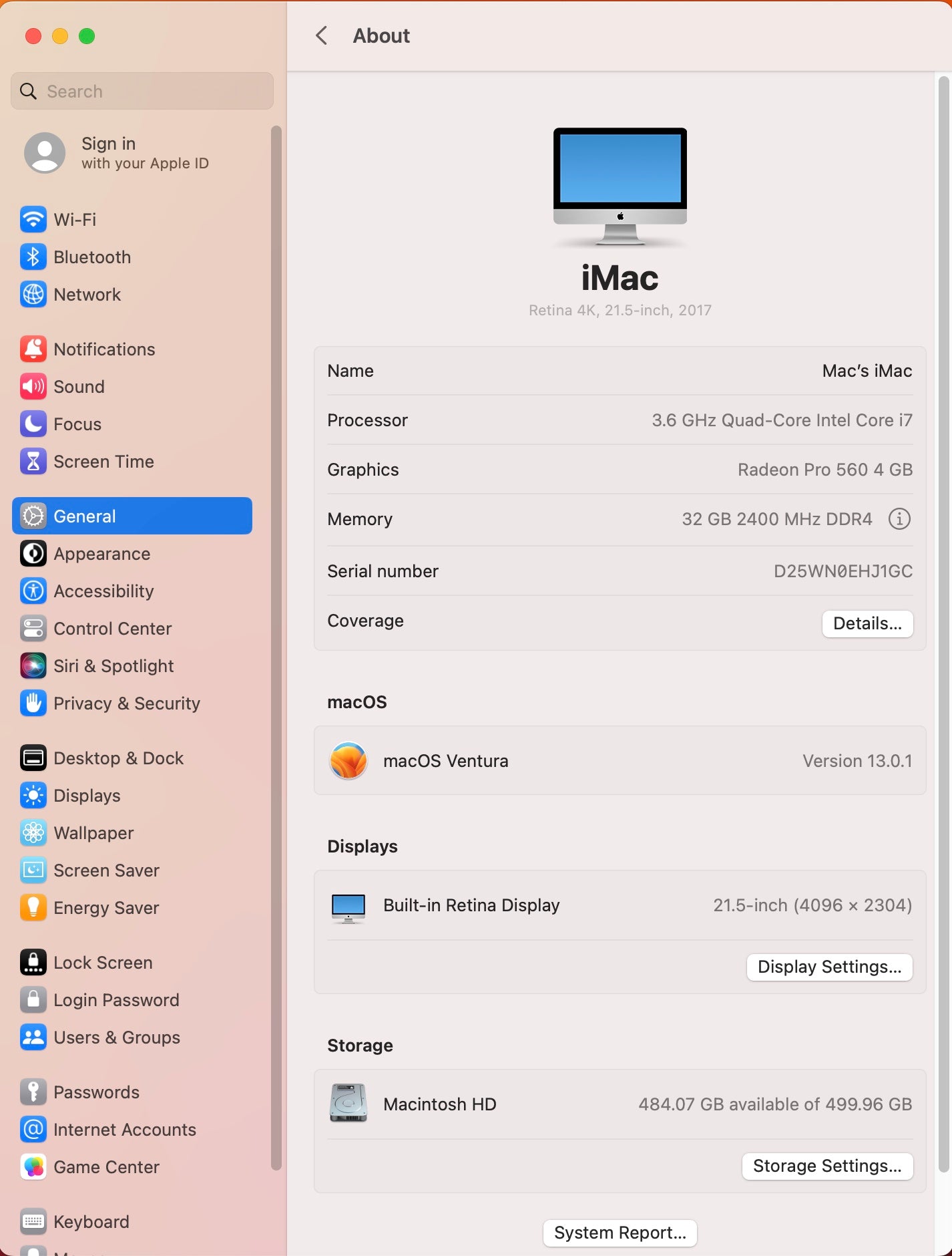 Apple 2017 iMac 21in 4K Retina 3.6GHz Quad-Core i7 32GB RAM 512GB SSD RP560 4GB