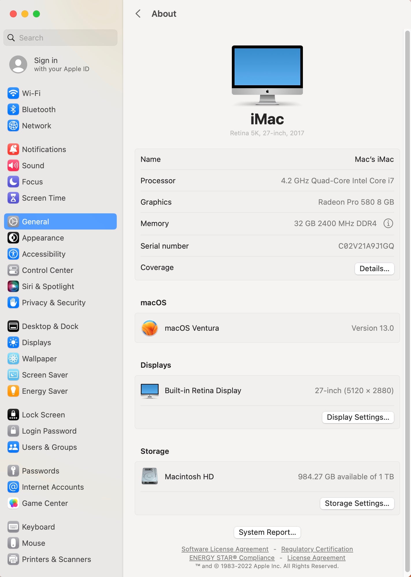 Apple 2017 iMac 27 in 5K Retina 4.2GHz Quad-Core i7 32GB RAM 1TB SSD RP580 8GB