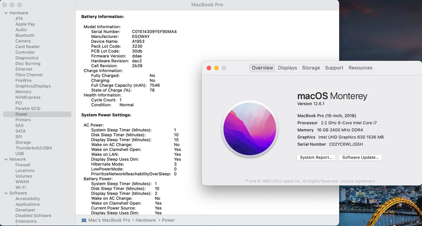 Apple 2018 15 in MacBook Pro TB 2.2GHz 6-Core i7 16GB RAM 256GB SSD RP555X 4GB