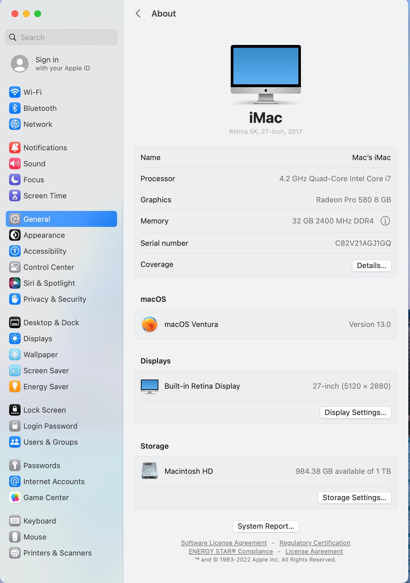 Apple 2017 iMac 27 in 5K Retina 4.2GHz Quad-Core i7 32GB RAM 1TB SSD RP580 8GB