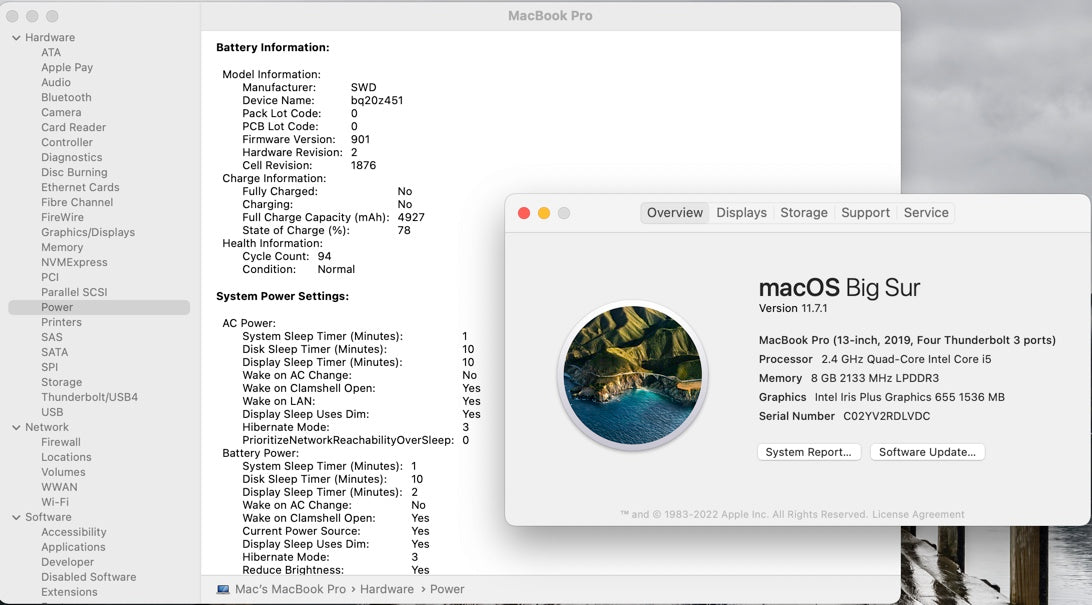 Apple 2019 13 in MacBook Pro TB 2.4GHz Quad-Core i5 8GB RAM 256GB SSD IIPG655
