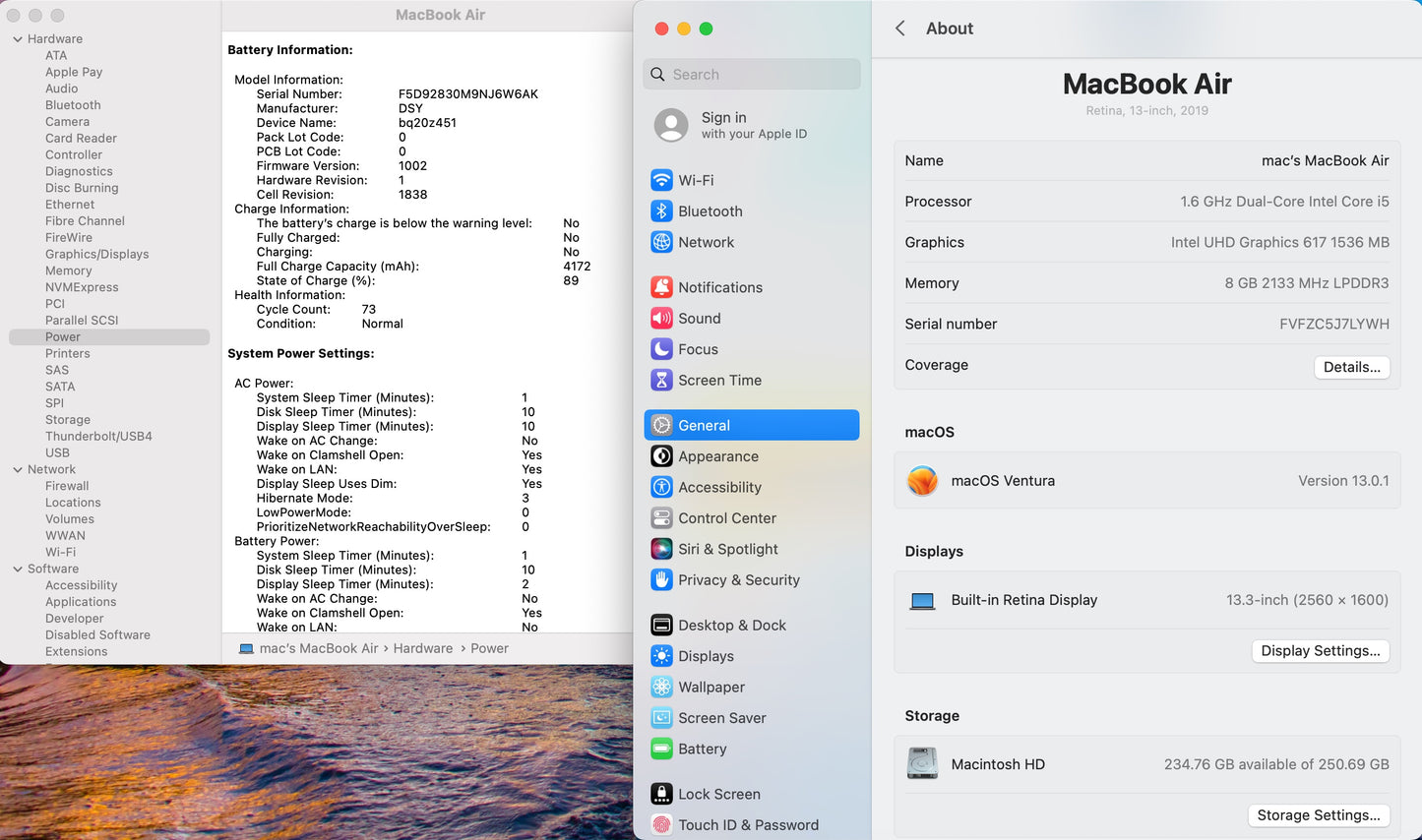 Apple 2019 13 in MacBook Air 1.6GHz Dual-Core i5 8GB RAM 256GB SSD IUG617