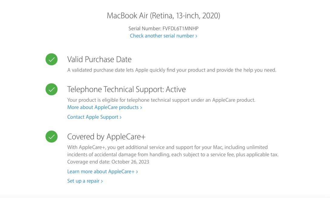 Apple 2020 13 in MacBook Air 1.1GHz Dual-Core i3 8GB RAM 256GB SSD IIPG 1536 AC+