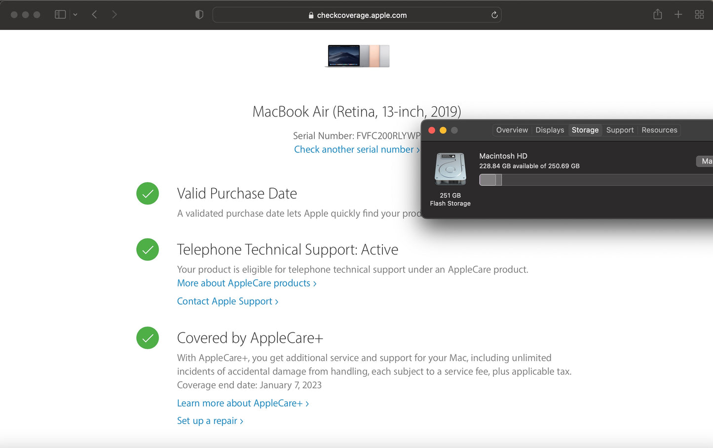 Apple 2019 13 in MacBook Air 1.6GHz Dual-Core i5 16GB RAM 256GB SSD IUG617 AC+