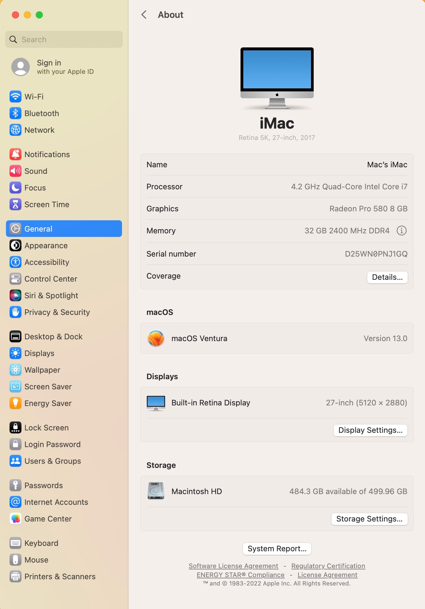 Apple 2017 iMac 27in 5K Retina 4.2GHz Quad-Core i7 32GB RAM 512GB SSD RP580 8GB
