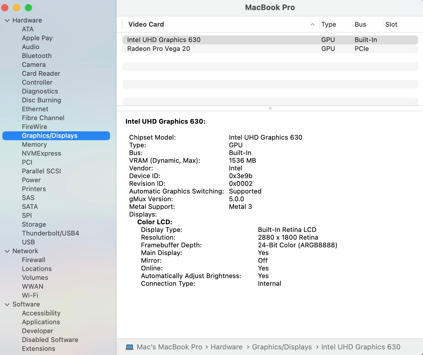 Apple 2019 15 in MacBook Pro TB 2.4GHz 8-Core i9 32GB RAM 1TB SSD Vega 20 4GB