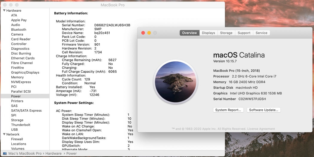 Apple 2018 15 in MacBook Pro TB 2.2GHz 6-Core i7 16GB RAM 256GB SSD RP555X 4GB