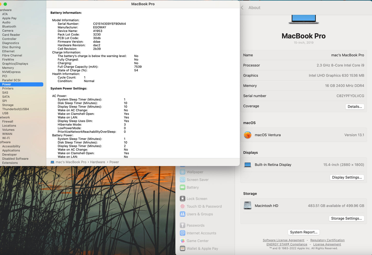 Apple 2019 15 in MacBook Pro TB 2.3GHz 8-Core i9 16GB RAM 512GB SSD RP560X 4GB