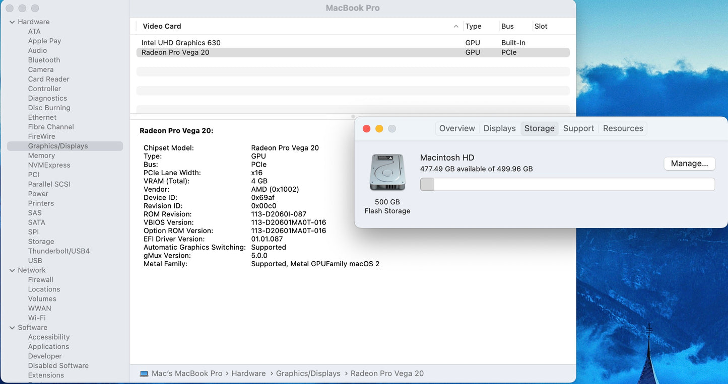 Apple 2019 15 in MacBook Pro TB 2.3GHz 8-Core i9 32GB RAM 512GB SSD Vega 20 4GB